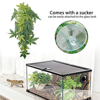 Yosoo Artificial Plants Fake Leaves, Aquarium Fish Plastic Green Grass with Sucker, Reptile Terrarium Habitat Box Cage Ornaments (40cm/15.75in) - size: 40cm/15.75in