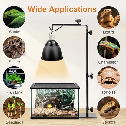 Simple Deluxe Reptile Light Stand Adjustable 15-36.6 inch Floor Lamp Holder, Metal Bracket for Reptile Tank & Terrarium Heating Light - size: Lamp Stand L