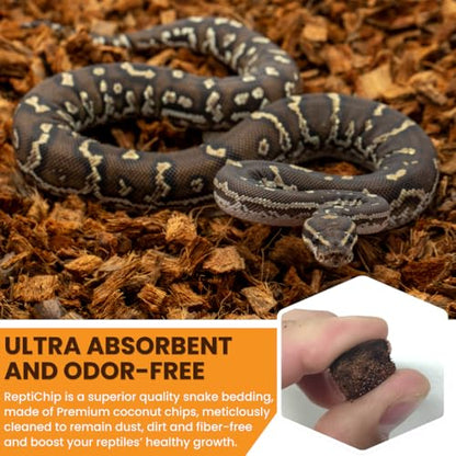 ReptiChip Reptile Bedding Loose Coconut Chip 36 Quart Coco Husk Substrate Mulch for Snake Habitat, Ball Python Terrarium, Turtle Tanks, Tortoise Enclosure