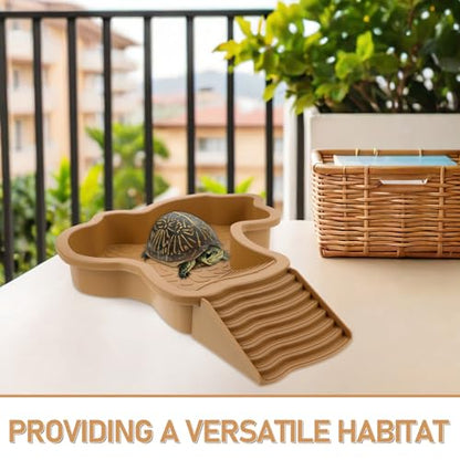 Large Turtle Basking Platform Turtle Tank Decoration for Reptile Bathing Pool and Stable Plastic Ramp, Spacious Surface Soaking and Sunbathing for Aquatic Reptiles and Geckos
