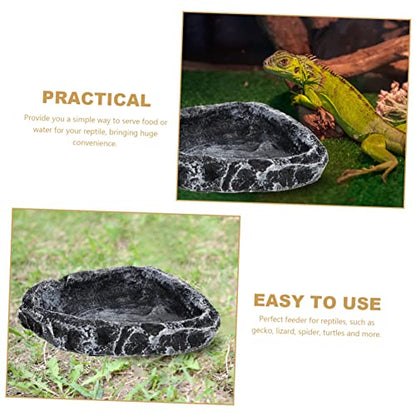 DOITOOL Reptile Water Basin Resin Turtle Feeding Bowl Reptile Worm Dish Decor Water Bowl Snake Bearded Dragon Dish Frog Terrarium Food Feeder Gecko