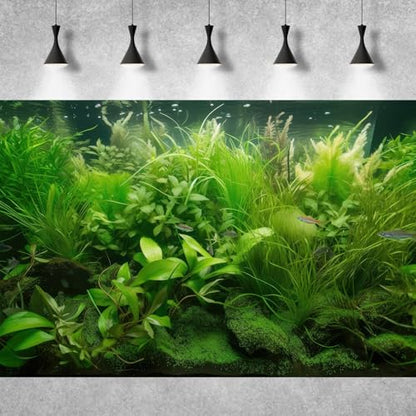 Underwater Aquarium Background Diverse Collection of Aquatic Plants Fish Tank Background Lush Green Seagrass Aquarium Terrarium Background Jungle Style Reptile Habitat Background Vinyl 24x16in - color: Grass Green, size: 24(W)x16(H)in