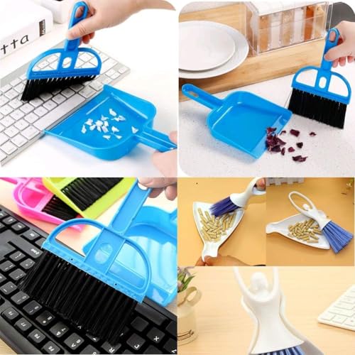 PINVNBY Mini Dustpan and Brush Set, Cage Cleaner for Guinea Pigs, Cats, Hedgehogs, Hamsters, Chinchillas, Rabbits, Reptiles, and Other Small Animals 2 Pack Mini Hand Broom and Dustpan - color: Blue