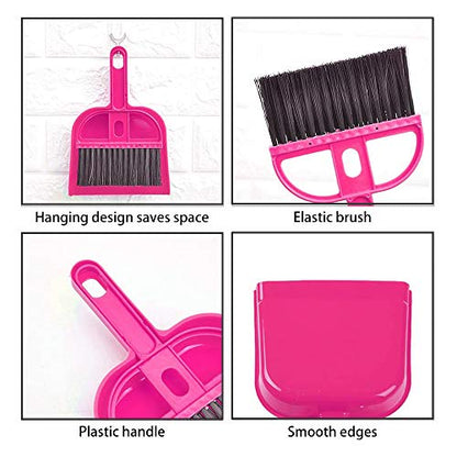 Mini Dustpan and Brush Set, Portable Exquisite Pet Waste Cleaning Kit, Hamster Sand Scooper Cage Cleaning Tool for Small Pets Guinea Pigs Hedgehogs Hamsters Chinchillas Rabbits(Pink) - color: Pink