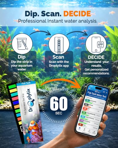 Digital Aquarium Water Test Kit, App-Enabled 10-in-1 Fish Tank Test Kit for Freshwater & Saltwater, Aquarium Test Strips for Fish Tanks, Reef, pH, Ammonia, Nitrate, Nitrite, GH, KH, Chlorine