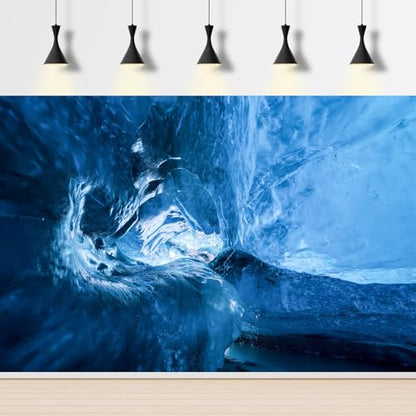 Glacial Ice Cave Aquarium Background Abstract Blue Ice Cave Style Terrarium Background Winter Glacial Caves Fish Tank Background Ice Caves Reptile Tank Enclosure Backgrounds 36x18in - color: Dark Blue, size: 36(W)x18(H)inches/ 90(W)*45cm(H)