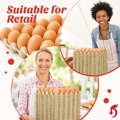 Economy Egg Cartons Bulk - 30 Cell Pulp Fiber Egg Flats for Chickens & Ducks - Reusable Stackable Cardboard Tray for Home Storing & Packing (65)