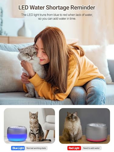 SIBAYS 3.5L Cat Water Fountain, 118oz Large Capacity Cat Fountains for Drinking with Water Level LED Light, Quiet Automatic Pet Water Fountain for Cats Indoor, Dog Water Dispenser Easy to Clean F-016B - color: Transparent Black