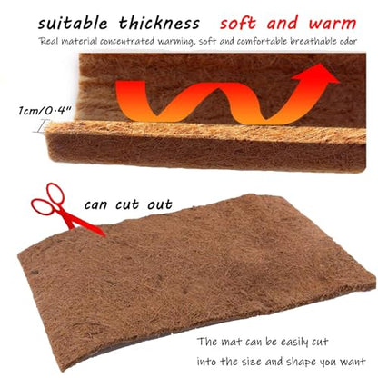 Hamiledyi Reptile Carpets 4Pcs Natural Coconut Fiber Tortoise Carpet Mats for Pet Terrarium Liner Reptile Supplies for Lizard Snake Chameleon Turtle Bedding Bunny Rabbit Mat - size: 15.75×15.75 inches