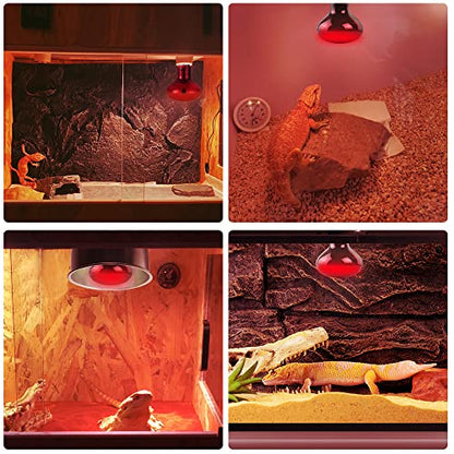 LUCKY HERP 75W Reptile Heat Lamp Bulbs 2 Pack, Reptiles & Amphibians Infrared Basking Spot Lamp, Heat Light Bulb for Turtle, Bearded Dragon, Lizard - color: Infrared Basking Light Bulb, size: 75 Watts