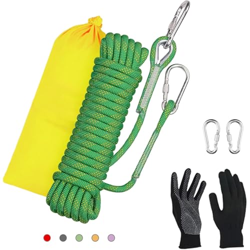 Static Climbing Rope - Heavy Duty Climbing Rope for Rock Climbing, Tree Climbing Gear, Arborist Rope, and Camping Rope - 10m (32ft), 20m (64ft), 30m (96ft) - color: Green, size: 8mm/10M(32ft)