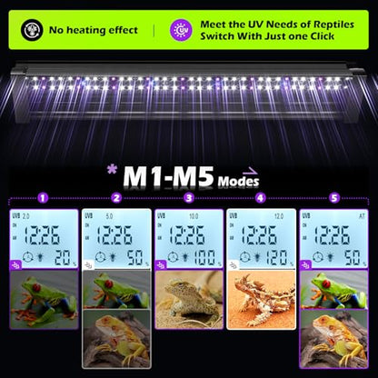 UVB Light for Reptiles 10W 15.7IN LED UVA UVB Terrarium Lamp with 4 Auto Modes for Ferguson Zones UVB Bulb with Timer for for Bearded Dragons, Leopard Gecko, Snake, Turtle & More - size: 10W-15.7IN