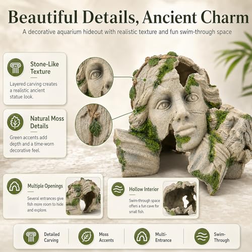 Mechpia Aquarium Hideout Cave Large, Reptile Cave, Fish Tank Decorations Ornament Accessories for Breeding Betta Reptile Leopard Gecko