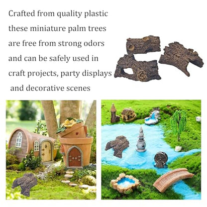 3Pcs Miniature Reptile Climbing Cork Bark Log, Natural Hollow Hideout for Lizard, Snake, Gecko, Bearded Dragon, Aquarium Terrarium Decor, Amphibian Habitat, Fish Tank Cave, Basking Platform - size: Tree stump