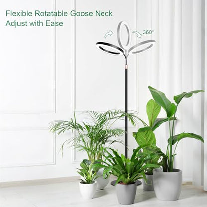 LBW 10.2in Grow Lights for Indoor Plants Full Spectrum with Stand, Floor Plant Growing Lamp for Large Plants, Auto ON/Off Timer 4/8/12H, 4 Dimmable Levels, 68in Adjustable Height - size: 1 Head 10.2" Jumbo Black