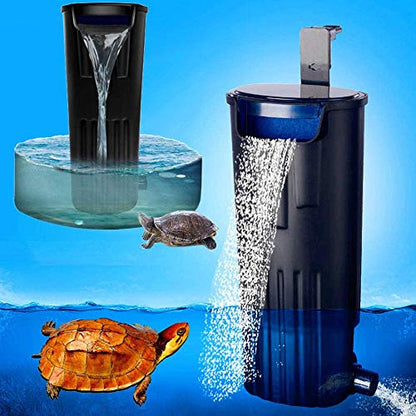 LONDAFISH Ultra-Low Water Level Turtle Filter - 600L/H Submersible Aquarium Filter w/Waterfall Oxygenation, Quiet Operation for 10-40 Gallon Tanks | 600L/H Submersible Aquarium Filter w/Waterfall Oxygenation Pumb, Quiet Operation for 10-40 Gallon Tanks