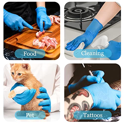 Nitrile Disposable Gloves,4mil-100 Count,Gloves Disposable Latex Free,Powder Free for Cooking,Household,Food safe - size: Medium, style: Blue of 100