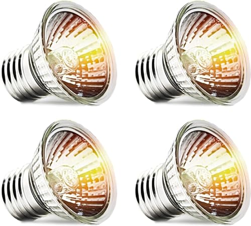 Turtle Reptile Heat Lamp Bulb 50W 120V,4Pcs Heat Bulb | UVA Reptile Light for Turtle Tank,Fits Reptiles and Amphibian Tanks, Terrariums and Cages, Works with Various Lamp Fixtures