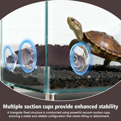 Realistic Bark Turtle Basking Platform - 3 Suction Cups Turtle Dock Essential Basking Platform for Aquatic Turtles, Frogs, Turtles Tank Accessory (Brown)