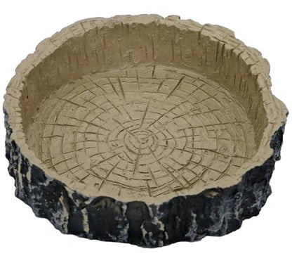 Tree Trunk Feeding Dish Bowl,Reptile Water Dish Food Bowl, Amphibians Tree Trunk Water/Food Bowl, Premium Resin Reptile Feeding Terrarium Bowls for Bearded Dragon Lizard Gecko - color: Brown
