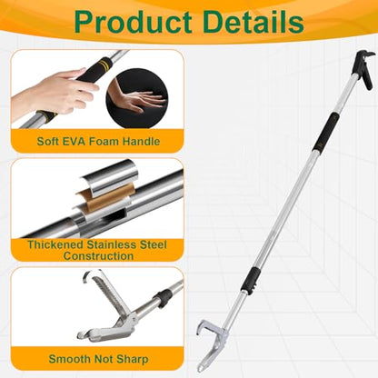 Professional Snake Tongs Grabber Tool, Heavy Duty Stainless Steel Snake Catcher with 5-Level Lock and Foldable 70-Inch Handle - Reliable Outdoor Garden Shed Chicken Coop Trail, Woodpile