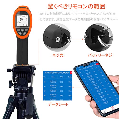 BT-985CAPP Industrial Infrared Thermometer, 12:1 Distance Spot Ratio, Digital Non-Contact HVAC Laser Temperature Gun Test Temp -58℉~1472℉ for Kitchen Pizza Oven,NOT for Human