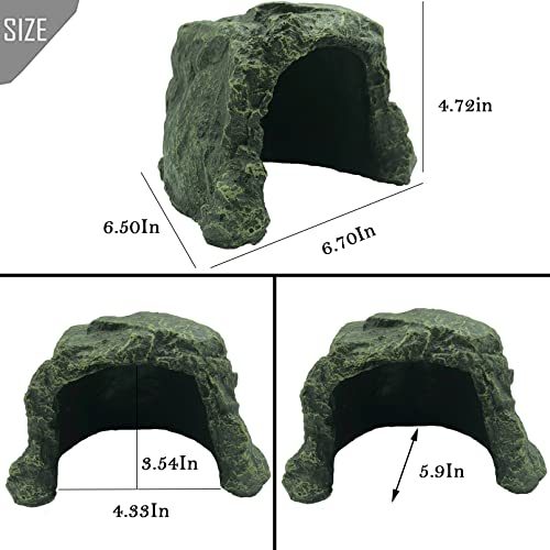PINVNBY Large Reptile Hideout Cave,Resin Tortoise Hide Rock Turtle Hideaway House Lizard Box Shelter Habitat Decoration for Gecko Spiders Frogs Fish Turtles Hermit Crabs(3 Pcs)