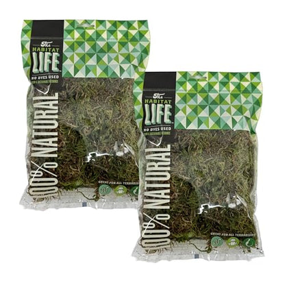 Deco Moss for Terrarium Habitats, Small 2-Pack | Preserved Moss for Reptiles, Amphibians & Invertebrates Terrariums, Humidity Control, Soft, Dye-Free, Family Owned, USA Made - size: Small 2-pack, style: Deco Moss