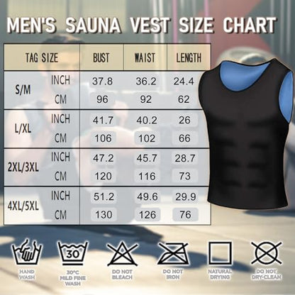 Sauna Vest for Men Waist Trainer, Sleeveless Mens Sweat Sauna Suit Shirt Compression Tank Top - color: Blue Inner, size: XX-Large-3X-Large