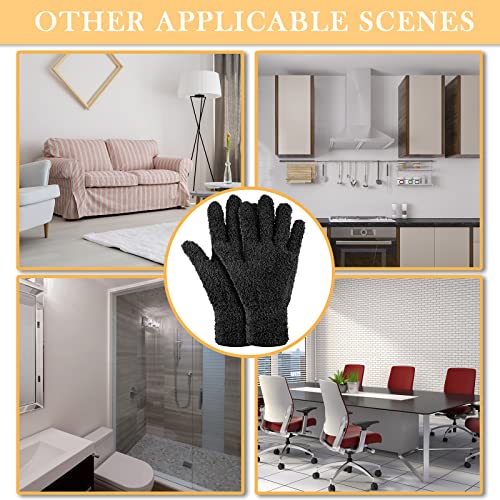 4 Pairs Microfiber Dusting Gloves Washable Reusable Cleaning Gloves Mittens for Plants House Cleaning Car Blinds - color: Purple, Blue, Rose Red, Black, size: Large