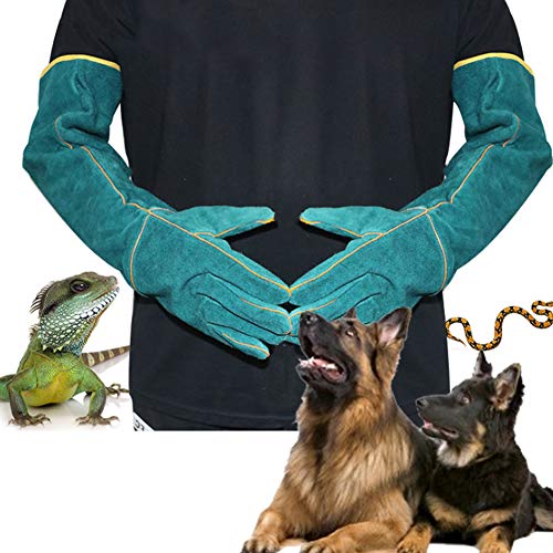F&Yard Canvas Pet and Reptile Handling Gloves with Extended Arm Coverage, Protection Gloves for Feeding and Grabbing Use