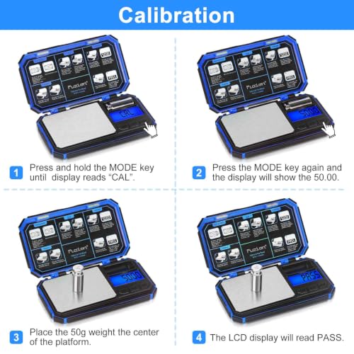 Fuzion Digital Pocket Scale, TU-X 200g/0.01g Gram Scale with 6 Units for Personal Hobbies, Small Scale for Food Ounces and Grams, Measuring Jewelry, Herb, Powder - color: Blue