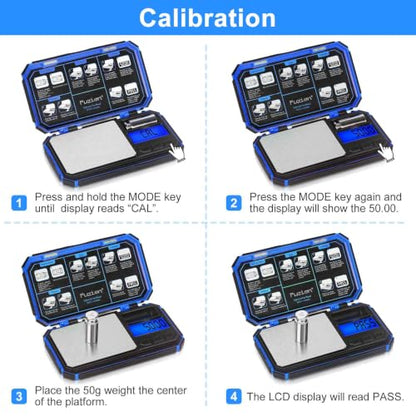 Fuzion Digital Pocket Scale, TU-X 200g/0.01g Gram Scale with 6 Units for Personal Hobbies, Small Scale for Food Ounces and Grams, Measuring Jewelry, Herb, Powder - color: Blue