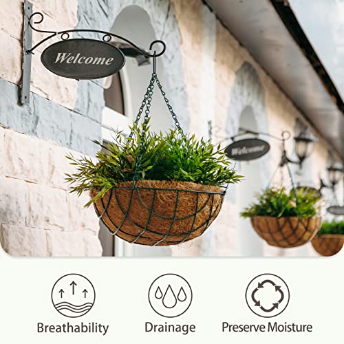 GreatBuddy 4 Pcs Coconut Hanging Basket Liners 16 Inch, Sturdy Round Coco Liners for Planters, Perfect Replacement for the Old, 100% Natural, Easy to Straighten Out - size: 16 inch