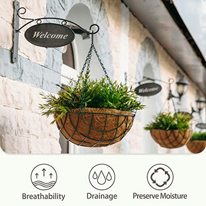 GreatBuddy 4 Pcs Coconut Hanging Basket Liners 16 Inch, Sturdy Round Coco Liners for Planters, Perfect Replacement for the Old, 100% Natural, Easy to Straighten Out - size: 16 inch