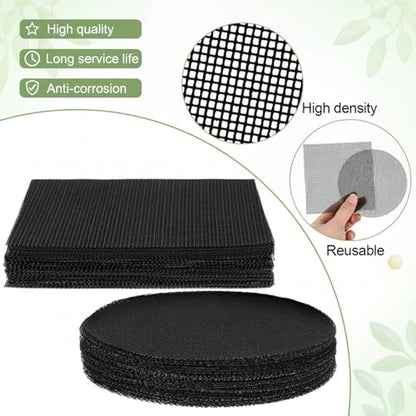 100 Pcs Bonsai Pot Meshs Pad, 4 inch Round&Square Flower Pot Hole Mesh | Drainage Mesh Hole Screens Durable Reusable Bonsai Bottom Grid Mat Gardening Essentials