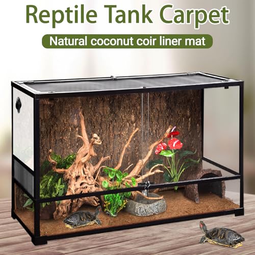 3 Rolls Reptile Carpet 24x48 Inch Coconut Fiber Mat for Tank Bedding | Natural Coconut Fiber Reptile Carpet Liner Flooring, Absorbent & Reusable For Bearded Dragons, Tortoises, Lizards & Geckos - size: 3 Pcs (24X48in)