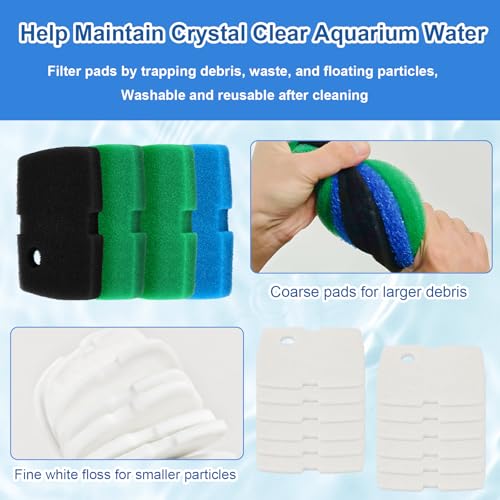 Replacement Canister Filter Pads Compatible with PennPlax Cascade 1200/1500 CCF4UL/CCF5UL Generic Floss Aquarium Sponge Media, Replacement Canisters Filters Sponges for Aquariums Fish Tank Turtle Tank