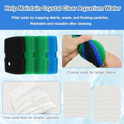 Replacement Canister Filter Pads Compatible with PennPlax Cascade 1200/1500 CCF4UL/CCF5UL Generic Floss Aquarium Sponge Media, Replacement Canisters Filters Sponges for Aquariums Fish Tank Turtle Tank