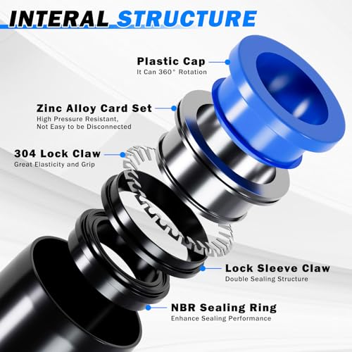 1/4" Air Line Tubing Kit,1/4" OD DOT Air Line 50 FT(15 m) SAE j844 PA Nylon Air Hose Tube and Push to Connect Fitting for Air Brake System Or Fluid Transfer,15 Pcs Compressed Accessories Kit - size: 15PCS & 50FT 1/4" Air Line