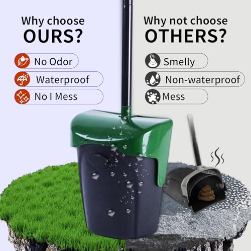 ienjoyed Pooper Scooper Large Swivel Bin & Rake with 160 Waste Bags,Heavy Duty Dog Pooper Scooper with Bag Attachment for Dogs, Long Handle Poop Scooper with Lid for Yard, Grass, Gravel(Dark Green) - color: Dark Green