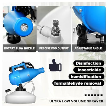 ZFULVO 4.5L(1.2Gallon) Portable Electric ULV Fogger Sprayer | 26-32ft Spraying Distance Atomizer Mist Rate 150-260ml/min, Cold Fogger Machine for Home,Hotel,Church,School,Lawn,Yard,Garden