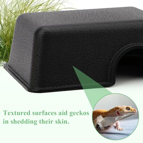 Hypeety Reptile Hide Box Small Animal Hide Cave for Snakes Lizards Geckos | Durable, safe material, with texture surface, helps peeling, easy to clean, provides secure hiding space, balck, 1 pack, S