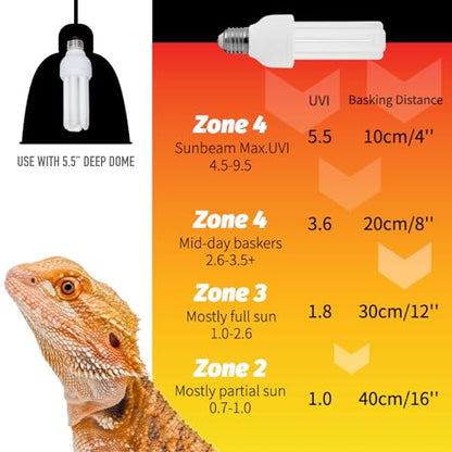MRREPTILE UVB Reptile Light, 13W 10.0 UVB Bulb Light for Reptiles, UVA UVB Reptile Light, Desert Reptiles UVB Lamp for Bearded Dragon (UVB10.0 13W) - style: UVB10.0 13W