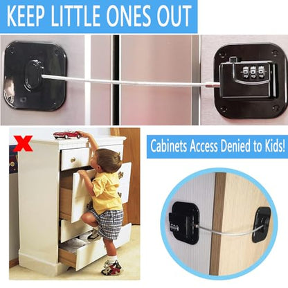 YEYA Upgraded Refrigerator Door Lock with Combination for Adults, Lock for Fridge, Freezer, File Cabinets, Desk Drawers, Locker, Child Safety Latch, Easy Install No Drlling 1 Pack | for Autistic Kids, Dementia, Adults, Desk Drawers, Locker, Child Safety L