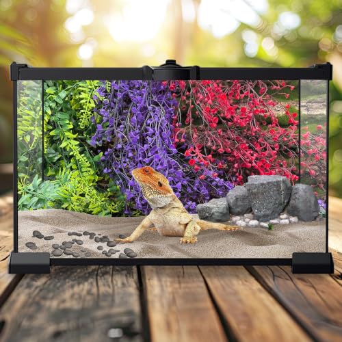 PINVNBY 8 Pack Reptile Plants Terrarium Hanging Fake Vines with Suction Cup Artificial Leaves for Bearded Dragons Lizards Geckos Snake Hermit Crab (4PCS Green, 2PCS Purple and 2PCS Red) - color: 8pcs (4 X Green, 2 X Purple, 2 X Red)