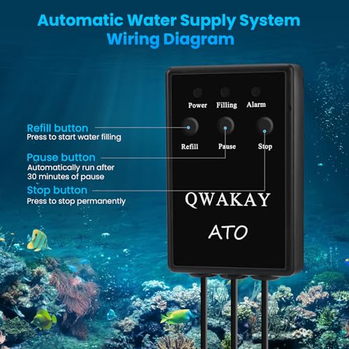 Auto Top Off System Aquarium - Smart Automatic ATO System for Saltwater | Water Level Controller Kit for Fish Tank Aquarium (with Submersible Pump)
