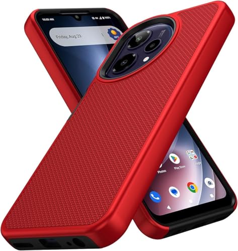 for Cricket Icon Pro SN512C 2026 Slim Dotted Hybrid Cover Phone Case + Extreme Band (Red) - color: Red