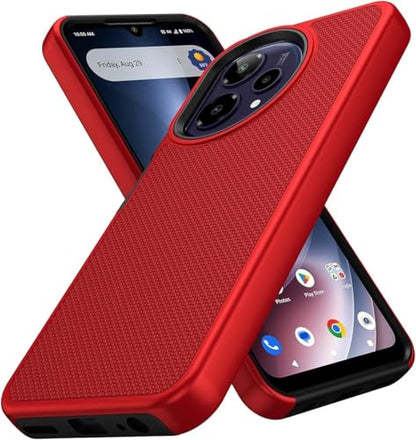 for Cricket Icon Pro SN512C 2026 Slim Dotted Hybrid Cover Phone Case + Extreme Band (Red) - color: Red