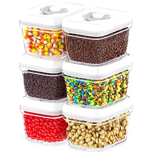 DWËLLZA KITCHEN Airtight Food Storage Containers with White Lids – 0.4L 6 Pc Clear Plastic Kitchen canisters Pantry Organization for Spices, Candy, Nuts, BPA-Free, Keeps Food Fresh & Dry - color: 05 - 0.4 liter (Set of 6)